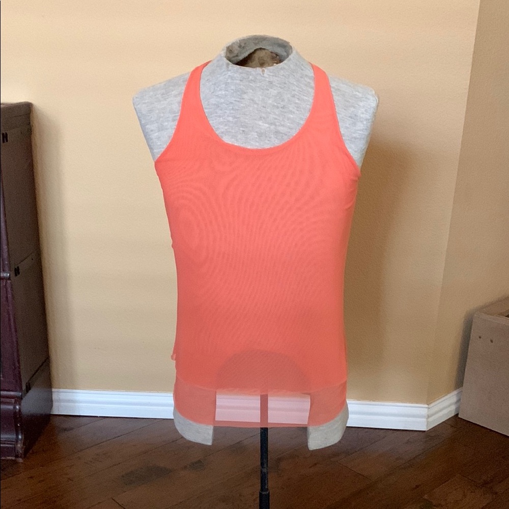 Oiselle orange Sheer Workout Tank
